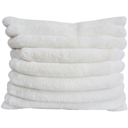 LVD 55cm Puffer Faux Fur Double-Sided Cushion Throw Pillow Winter WHT