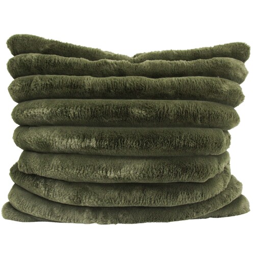 LVD 55cm Puffer Faux Fur Double-Sided Cushion Throw Pillow Square Moss