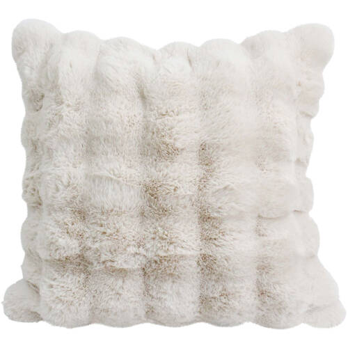 LVD Lux Faux Fur Decorative Home Cushion Pillow 55x55cm Hamptons White