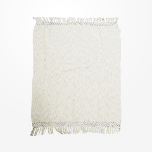 DWBH Hand Woven Cotton Slub Throw Blanket  150x125x1cm NATURAL