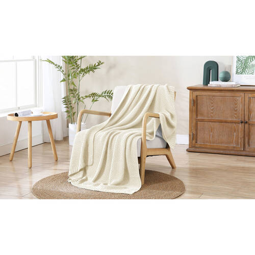 Ardor Quinn Acrylic Knitted Blanket/Throw Coconut Milk 127x152cm