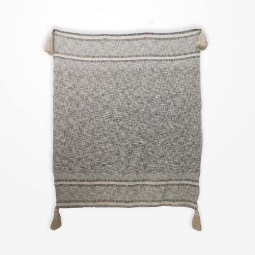 DWBH Hand Woven Cotton Slub Throw Blanket  150x125x1cm PEPPER
