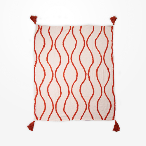 DWBH Cotton Slub Throw Blanket 125x150cm Home Decor CORAL