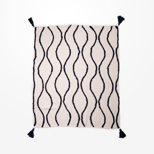 DWBH Cotton Slub Throw Blanket 125x150cm Home Decor MARINE