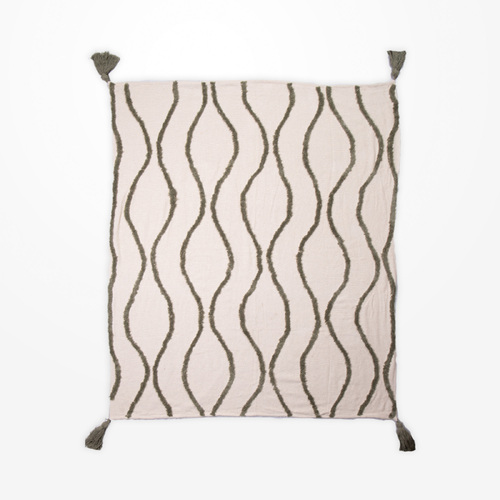 DWBH Cotton Slub Throw Blanket 125x150cm Home Decor SAGE