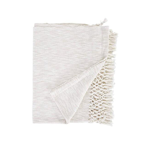 Darlin Crossed Fringe Throw Area Mat/Rug Cotton White 130x170cm