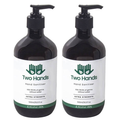 Two Hands 500ml Hand Sanitiser Gel w/ Pump