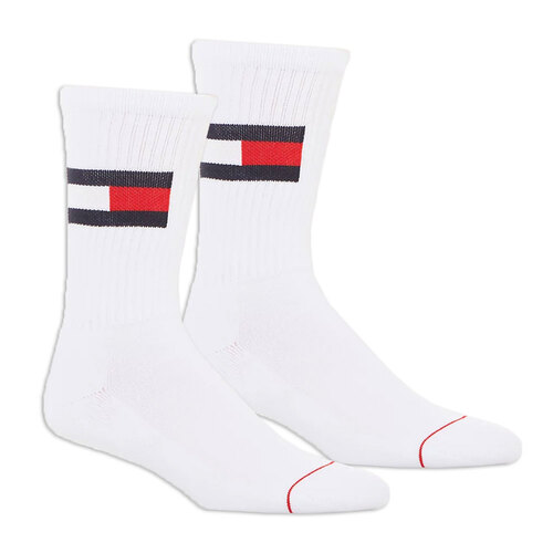2 Pairs Tommy Hilfiger AU Size 7-12 Mens Flag Crew Socks White