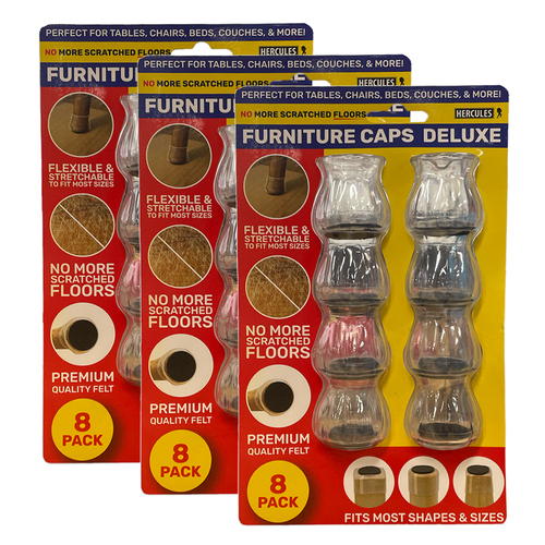 24pc Hercules Furniture Chair Legs Foot Floor Caps Deluxe