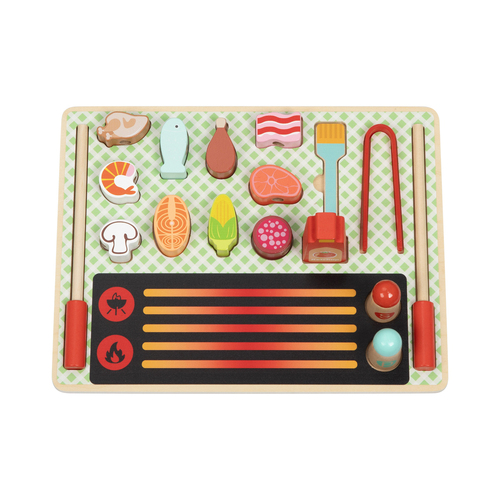 Tooky Toy Grill Play Pretend Wooden Kids/Children Play Set 3y+