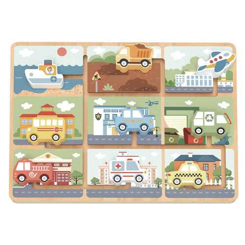 Tooky Toy Wooden Childrens Traffic Maze Puzzle Board 18M+