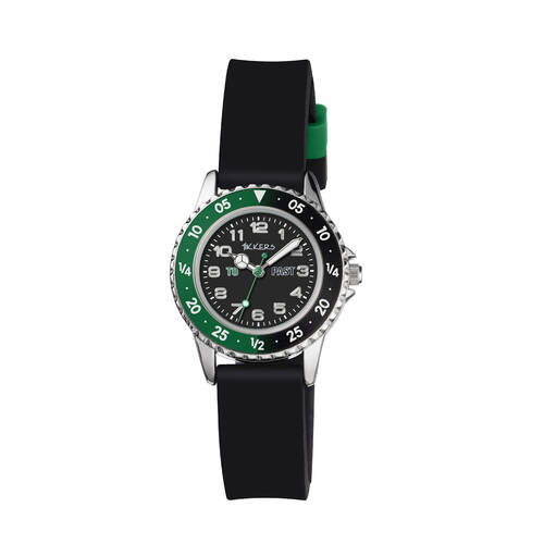 Tikkers Adventure Dial Watch with Adjustable Silicone Straps - Black/Green