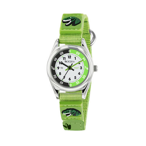Tikkers Time Teacher Canvas Watch with Adjustable Silicone Straps - Green