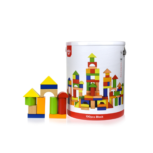 Tooky Toy 100Pcs Wooden Building Block New