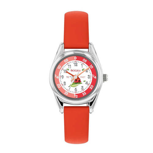 Tikkers x RSPB Ladybird Red Strap Kids Time Teacher White Dial Watch - Red