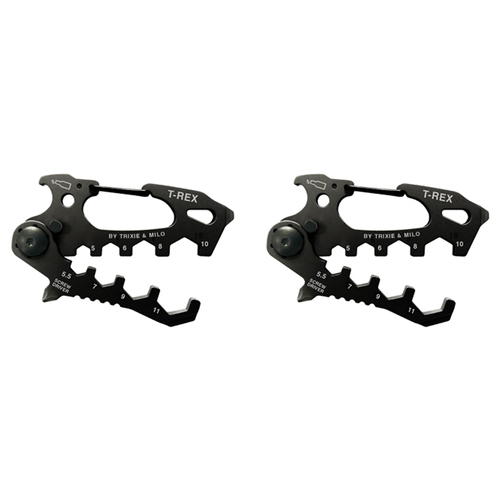 2PK Trixie & Milo T-Rex Carabiner Tool 7.5x9cm - Black