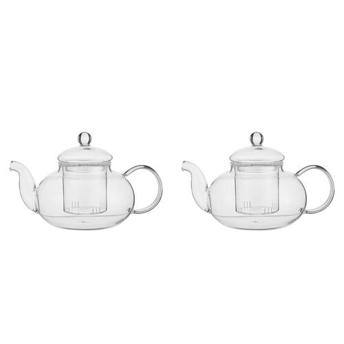 2PK NF Living 600ml Nina Glass Teapot Modern Design Kitchenware Clear