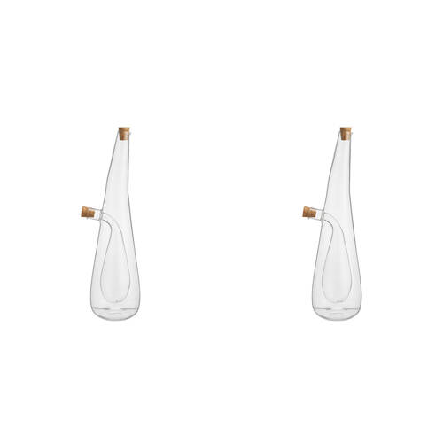 2PK NF Living Duel Oil & Vinegar Cruet 450ml Dual Chamber Glass Kitchenware