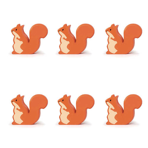 6pc Tender Leaf Toys Red Squirrel Wooden Animal Set Kids 3y+