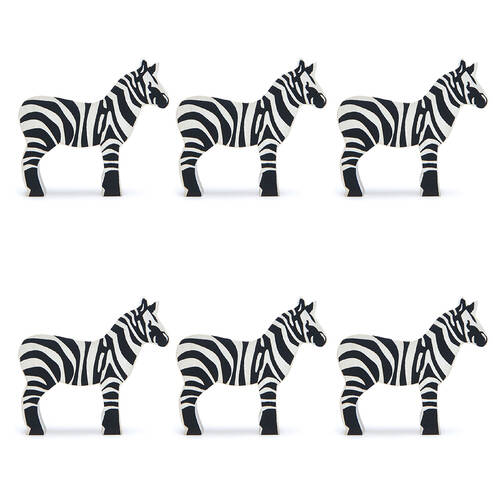 6pc Tender Leaf Toys Zebra Wooden Animal Set Kids 3y+