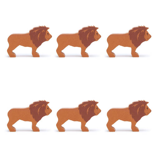 6pc Tender Leaf Toys Lion Wooden Animal Set Kids 3y+