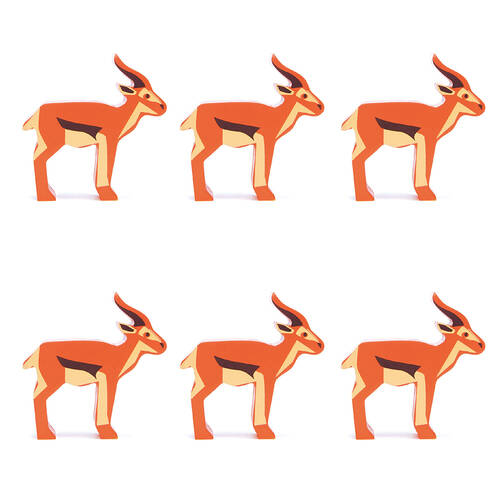 6pc Tender Leaf Toys Antelope Wooden Animal Set Kids 3y+