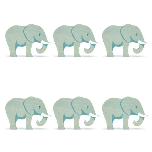 6pc Tender Leaf Toys Elephant Wooden Animal Set Kids 3y+