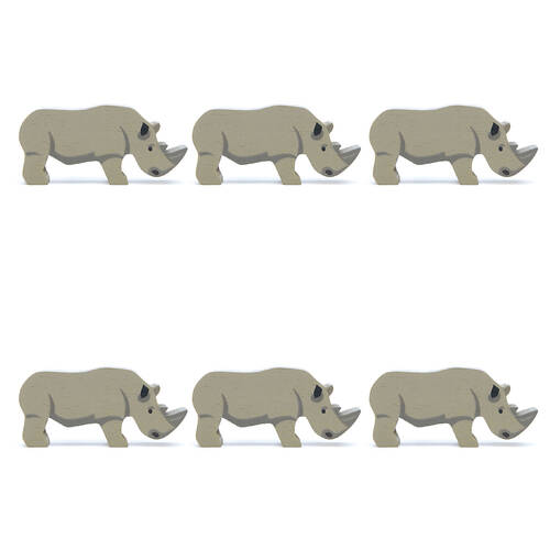 6pc Tender Leaf Toys Rhino Wooden Animal Set Kids 3y+