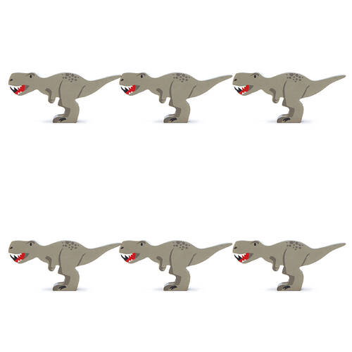 6pc Tender Leaf Toys Tyrannosaur Rex Wooden Dinosaur Set Kids 3y+