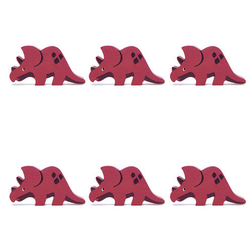 6pc Tender Leaf Toys Triceratops Wooden Dinosaur Set Kids 3y+