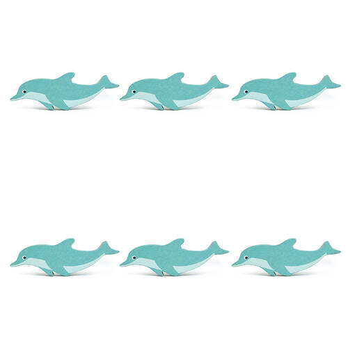 6pc Tender Leaf Toys Dolphin Wooden Animal Set Kids 3y+