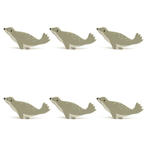 6pc Tender Leaf Toys Seal Wooden Animal Set Kids 3y+