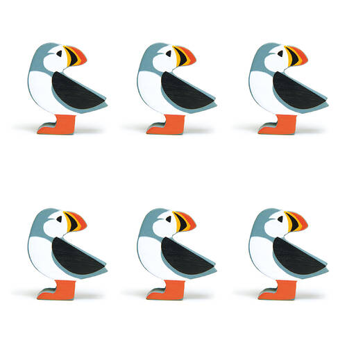 6pc Tender Leaf Toys Puffin Wooden Animal Set Kids 3y+