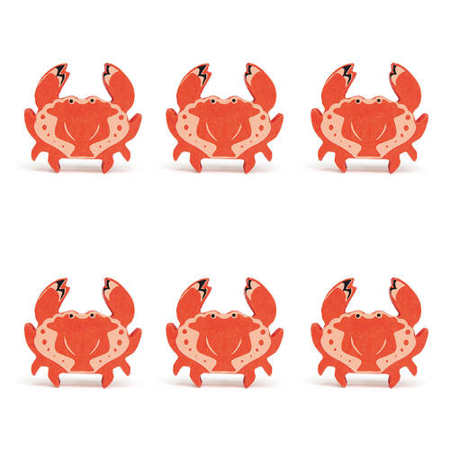 6pc Tender Leaf Toys Crab Wooden Animal Set Kids 3y+