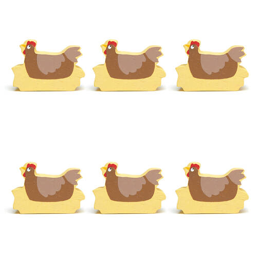 6pc Tender Leaf Toys Chicken Wooden Animal Set Kids 3y+