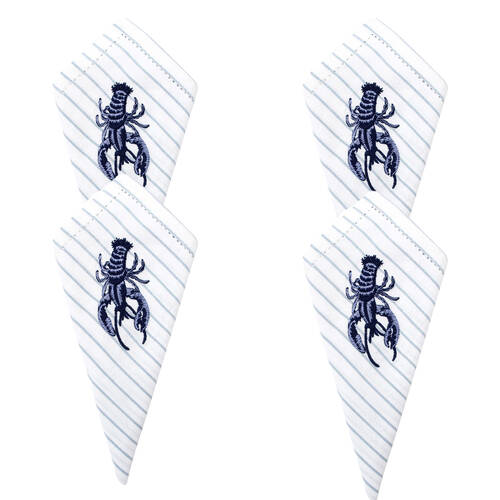 4PK LVD Stonewashed Chambray Cotton Reusable Table Napkin 45x45cm Lobster