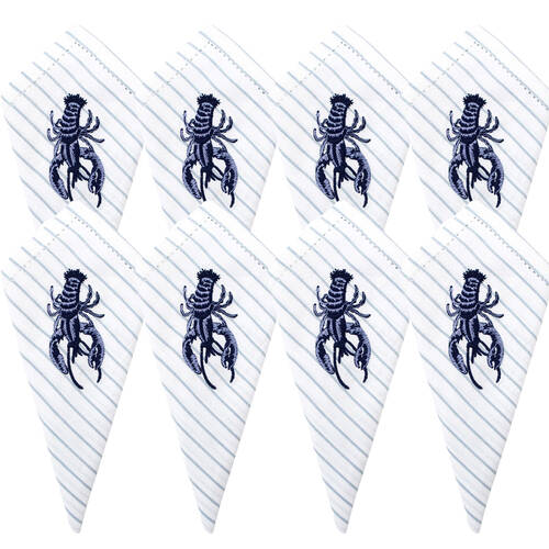 8PK LVD Stonewashed Chambray Cotton Reusable Table Napkin 45x45cm Lobster