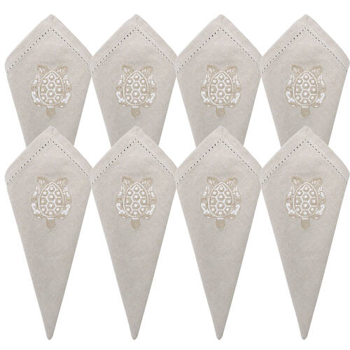 8PK LVD Stonewashed Chambray Cotton Reusable Table Napkin 45x45cm Turtle