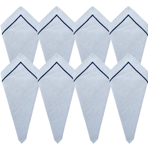 8PK LVD Stonewashed Chambray Cotton Reusable Table Napkin 45x45cm Nautical Navy
