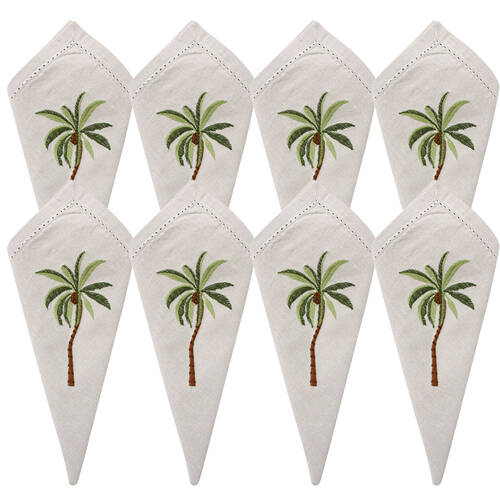 8PK LVD Stonewashed Chambray Cotton Reusable Table Napkin 45x45cm Palm