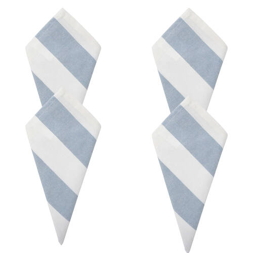 4PK LVD Stonewashed Chambray Cotton Striped Reusable Napkin 45x45cm Blue