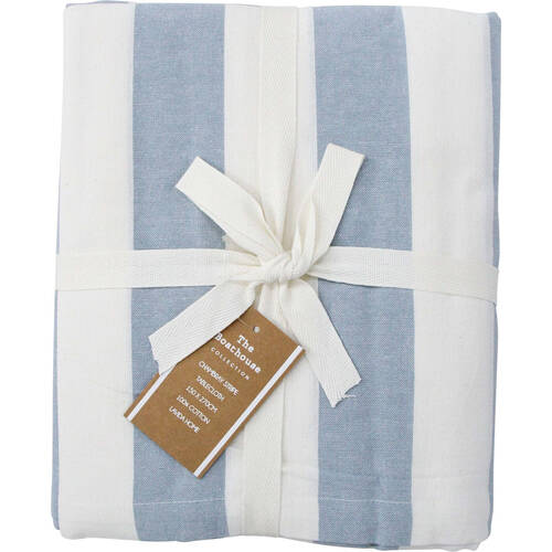 LVD Stonewashed Chambray Cotton Tablecloth 150x270cm Blue Stripes