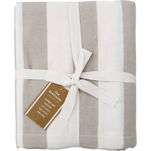 LVD Stonewashed Chambray Cotton Tablecloth 150x270cm Natural Stripes