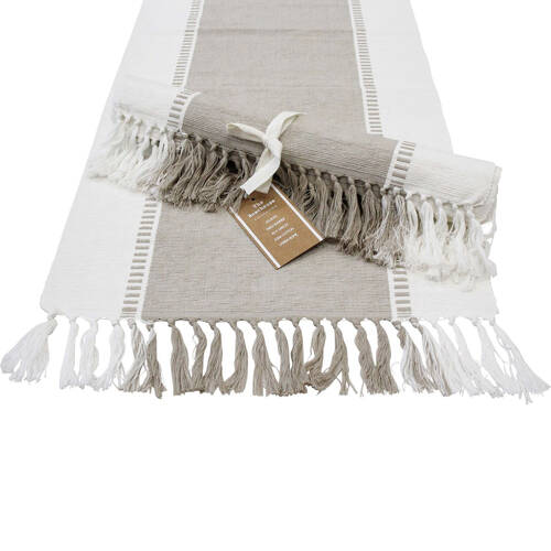 LVD Stonewashed Chambray Cotton Atlanta Table Runner 40x180cm Natural