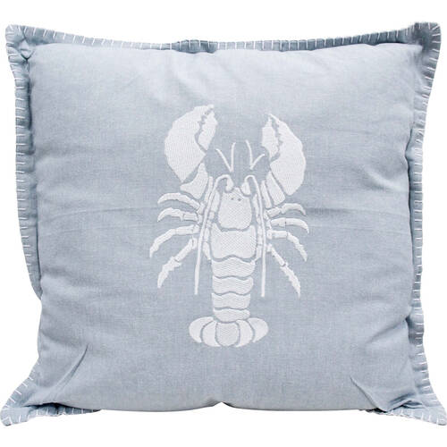 LVD Stonewashed Chambray Cotton Cushion 46x46cm Soft Blue Lobster