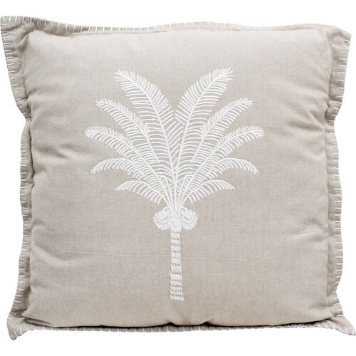 LVD Natural Stone Washed Chambray Cotton Cushion 46x46cm White Palm Cove