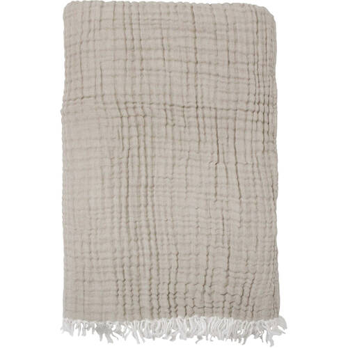 LVD Stonewashed 6 Layered Cotton Muslin Throw Blanket 150x250cm Natural