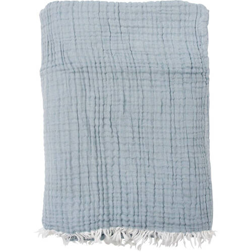 LVD Stonewashed 6 Layered Cotton Muslin Throw Blanket 150x250cm Chambray Blue