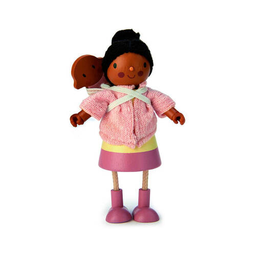 Tender Leaf Toys Wooden Mrs Forrester Doll w/ Flexible Limbs & Her Baby 3y+