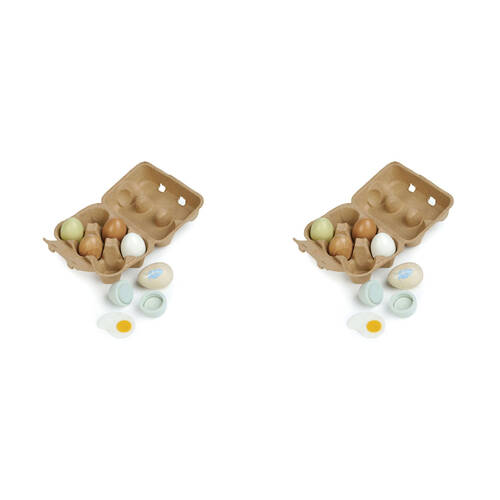 2PK Tender Leaf Toys Wooden Eggs Fun Play Pretend Toy Set 3y+